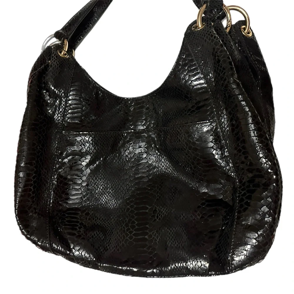 Michael Kors black, reptile print hobo‎ style bag
